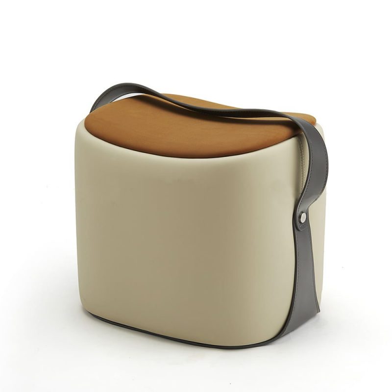 Compact Leather Vanity Stool