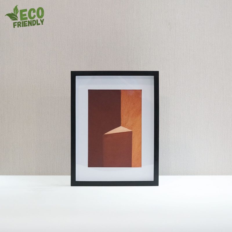 Black Painted Rubber Wood Frame - 'Rock' Artwork