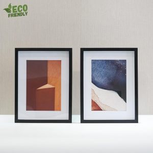 Black Painted Rubber Wood Frame - 'Rock' Artwork