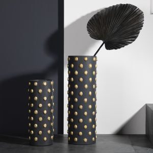 Tall Black Polkadot Vase