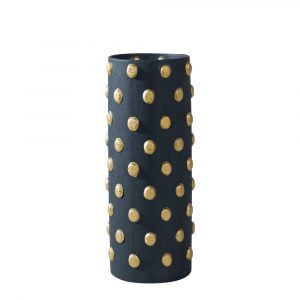 Tall Black Polkadot Vase