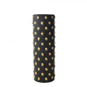 Tall Black Polkadot Vase