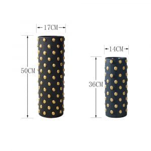 Tall Black Polkadot Vase