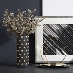 Tall Black Polkadot Vase